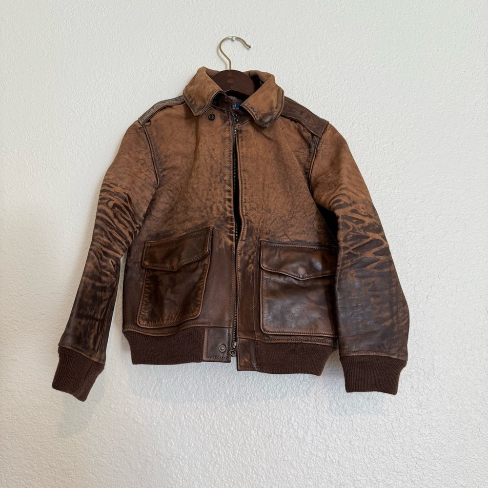 NWT Polo Ralph Lauren Cow Leather Flight Jacket Boys